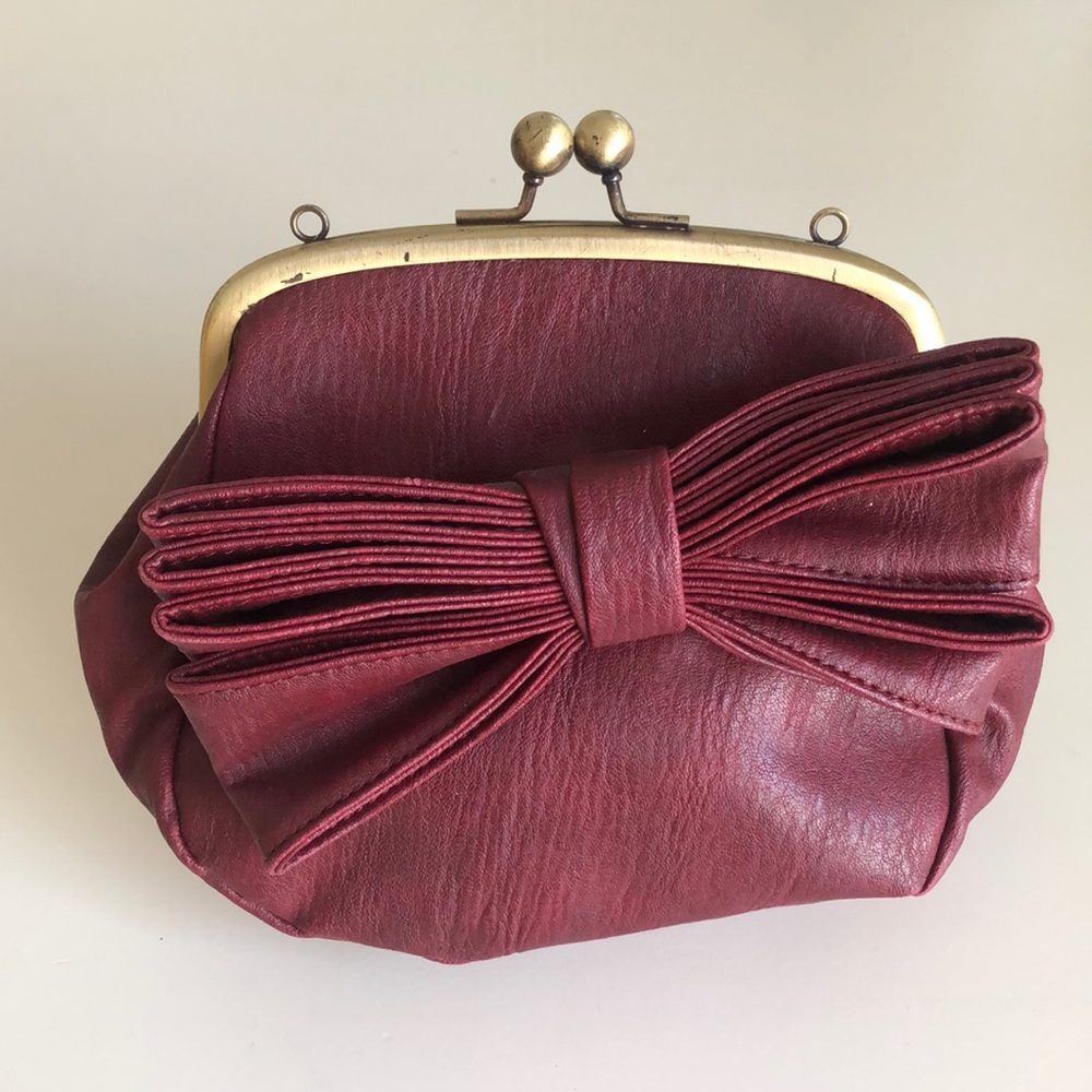 Red Faux Leather Mini Bag with Bow